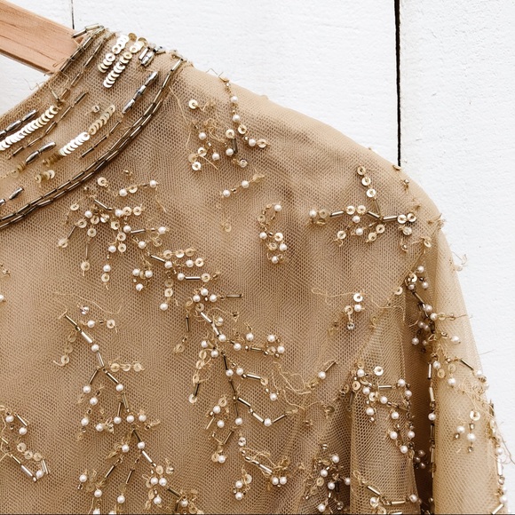 J. Mendel Floral Embroidered Tulle Midi Dress Gold - Picture 13 of 16